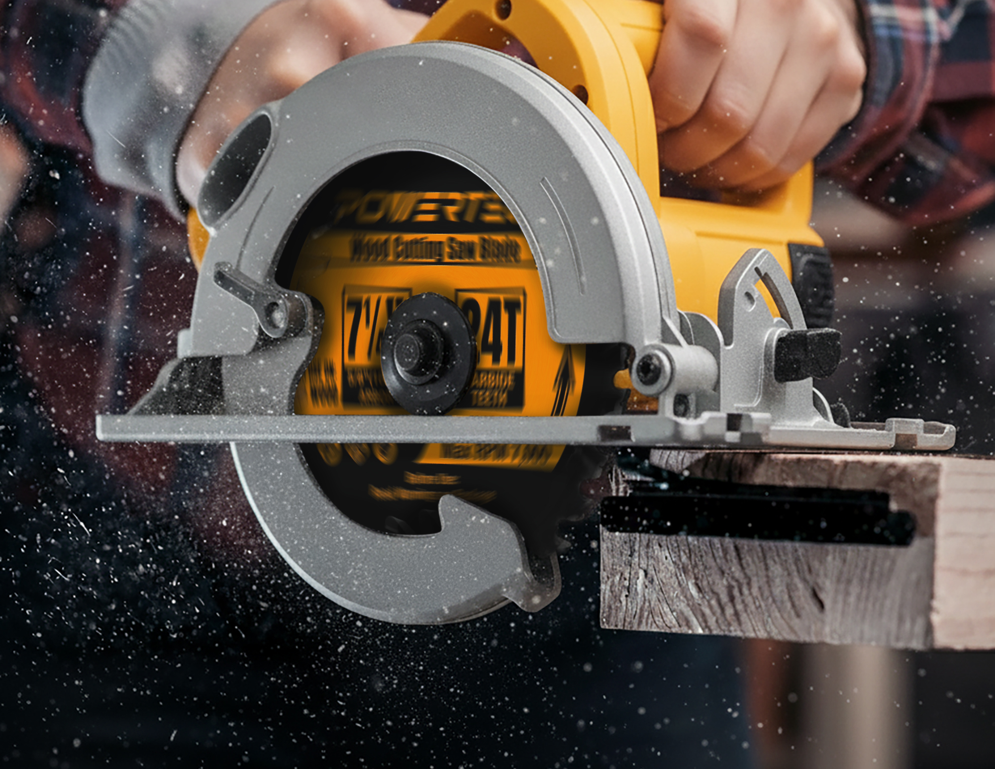 24T FTG blade ripping through a 2x4