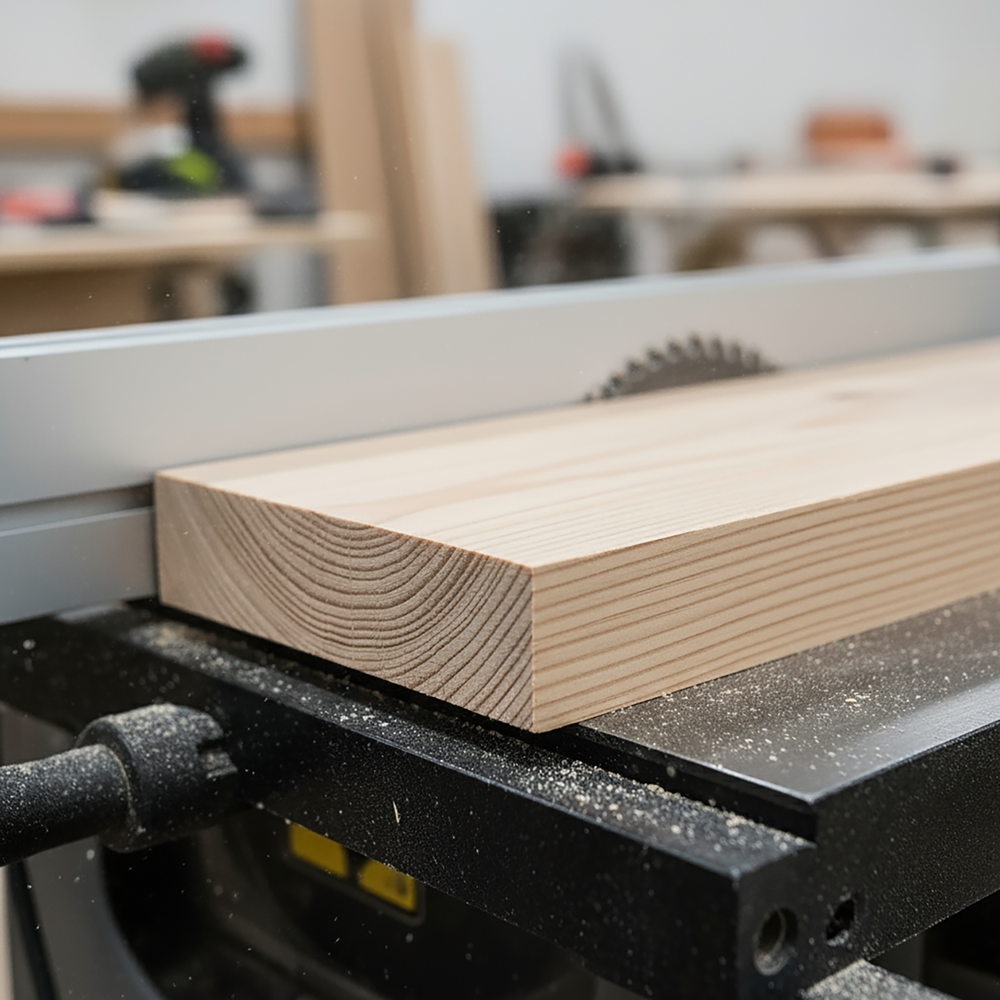 Fine-finish circular saw blade cutting plywood with smooth edge.