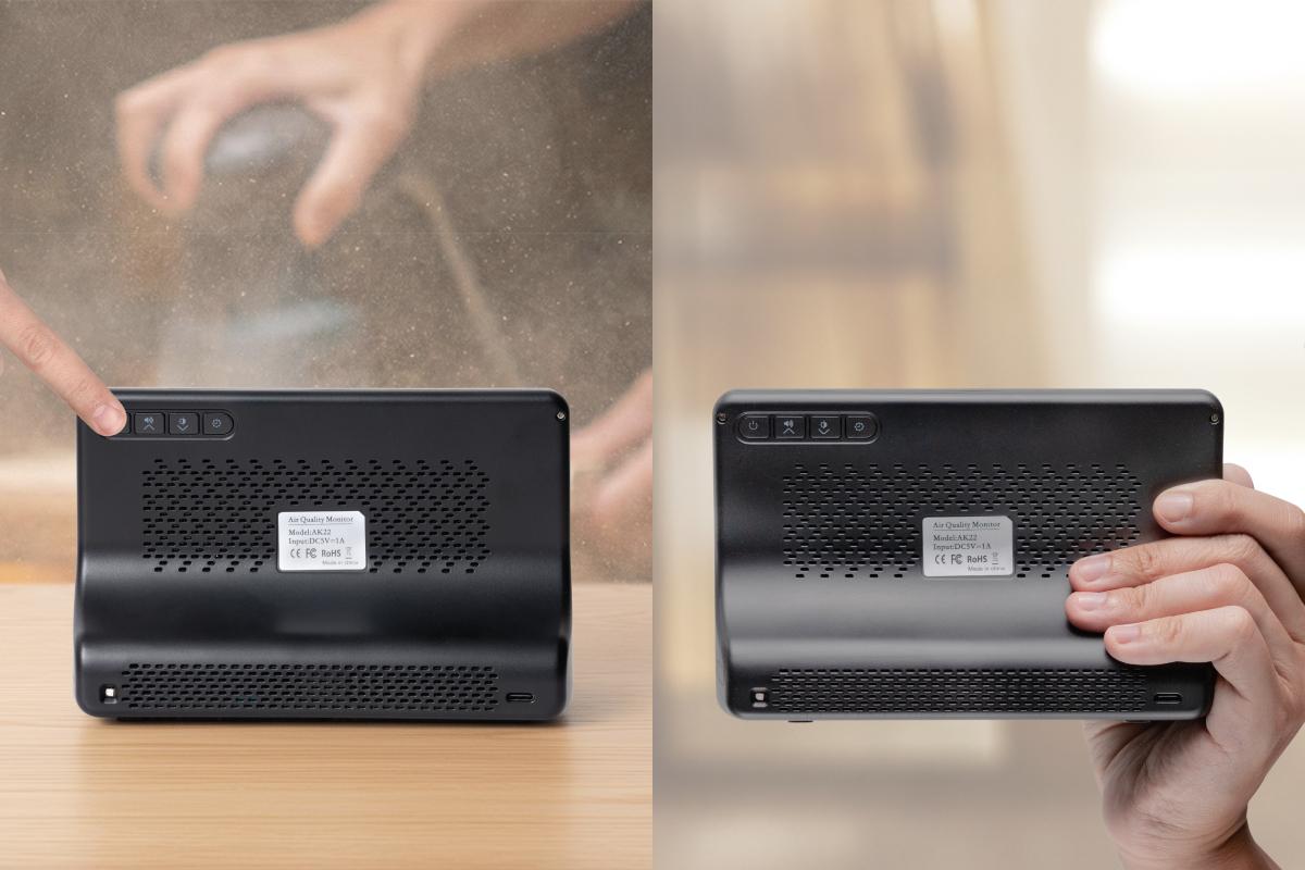 air quality monitor with color-coded alerts for unsafe indoor air