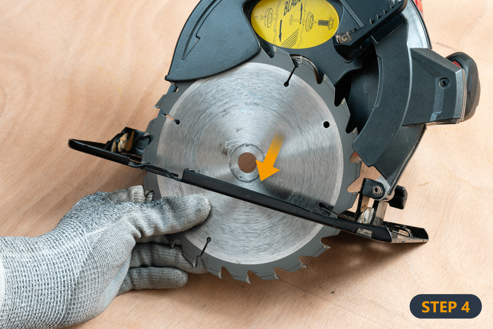 remove the old circular saw blade carefully