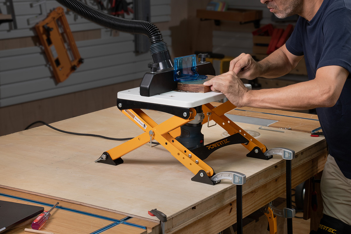 Folding router table stand wall mounted